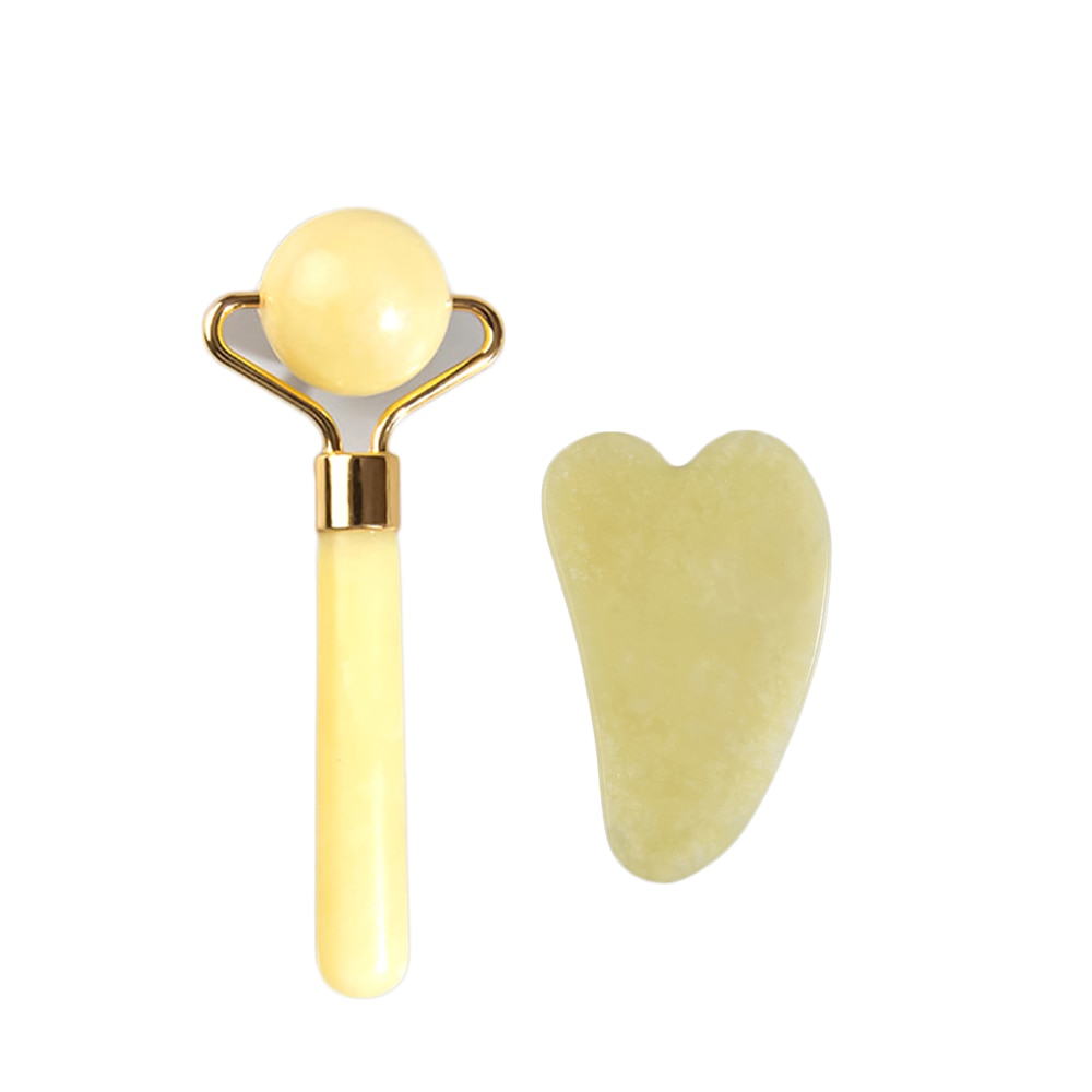 Natural Jade Face Roller Gua Sha Scraper Set