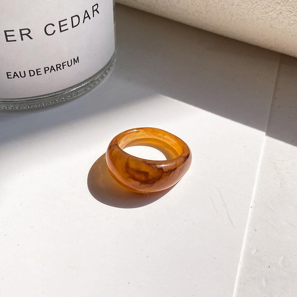 Transparent Resin Geometric Ring