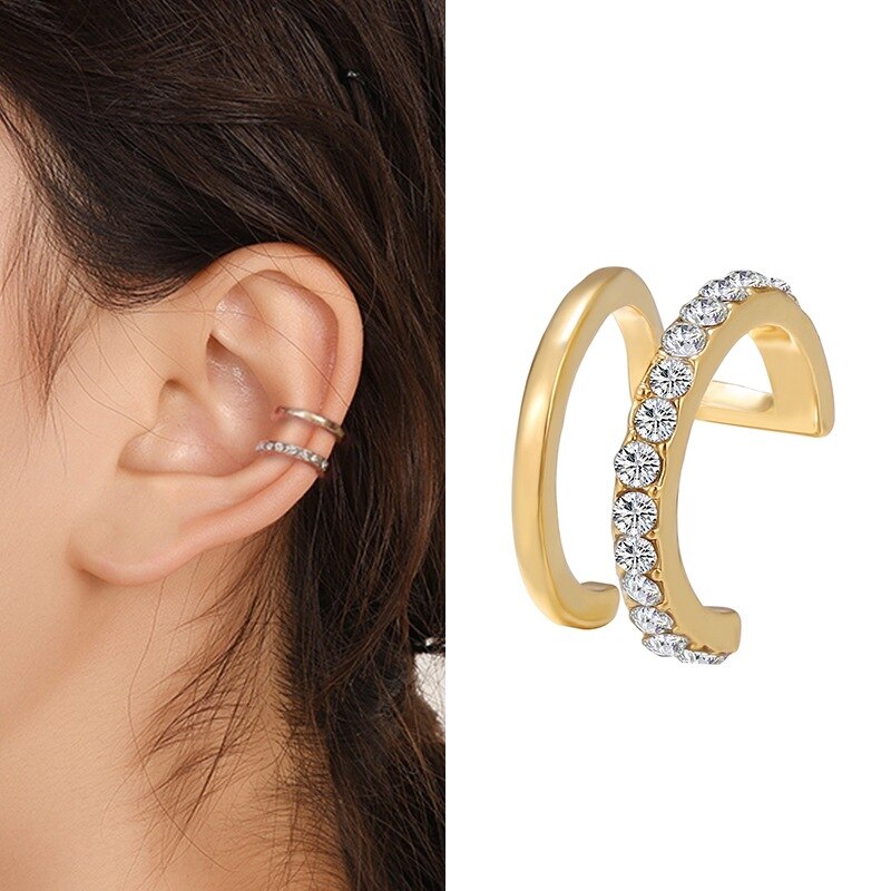 Pearl Ear Cuff Rhinestone Earrings