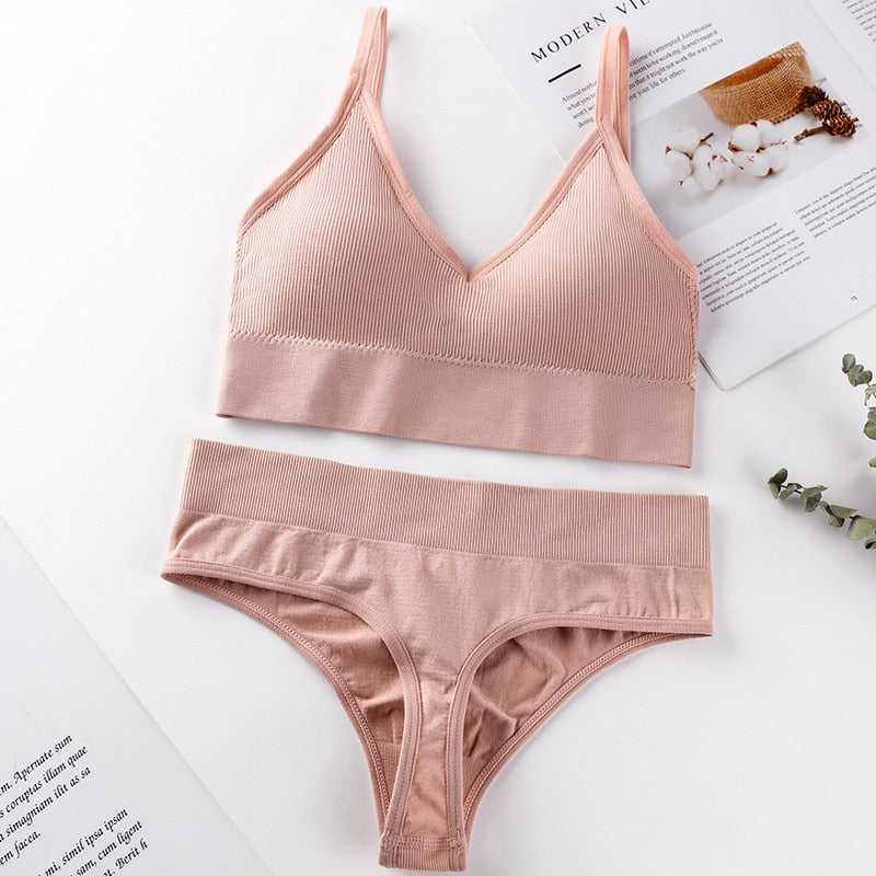 French Backless Push Up Underwear Set