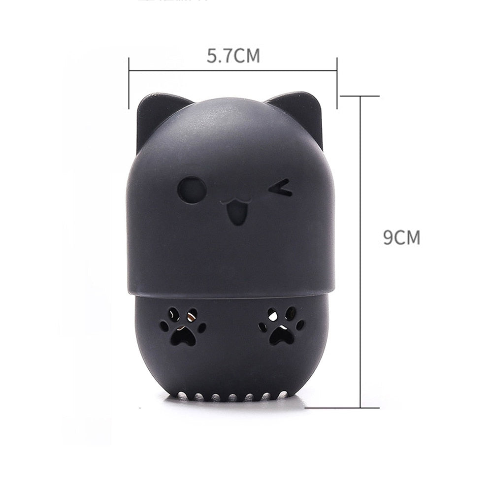 Portable Kitten Silicone Powder Puff Blender Holder