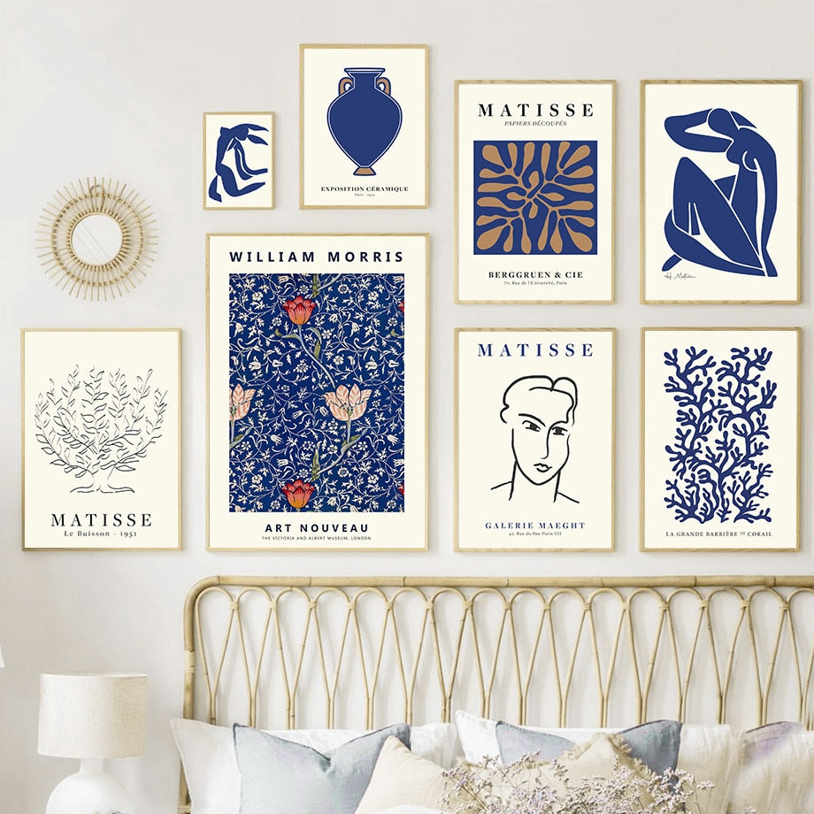 Blue Retro Matisse Wall Art