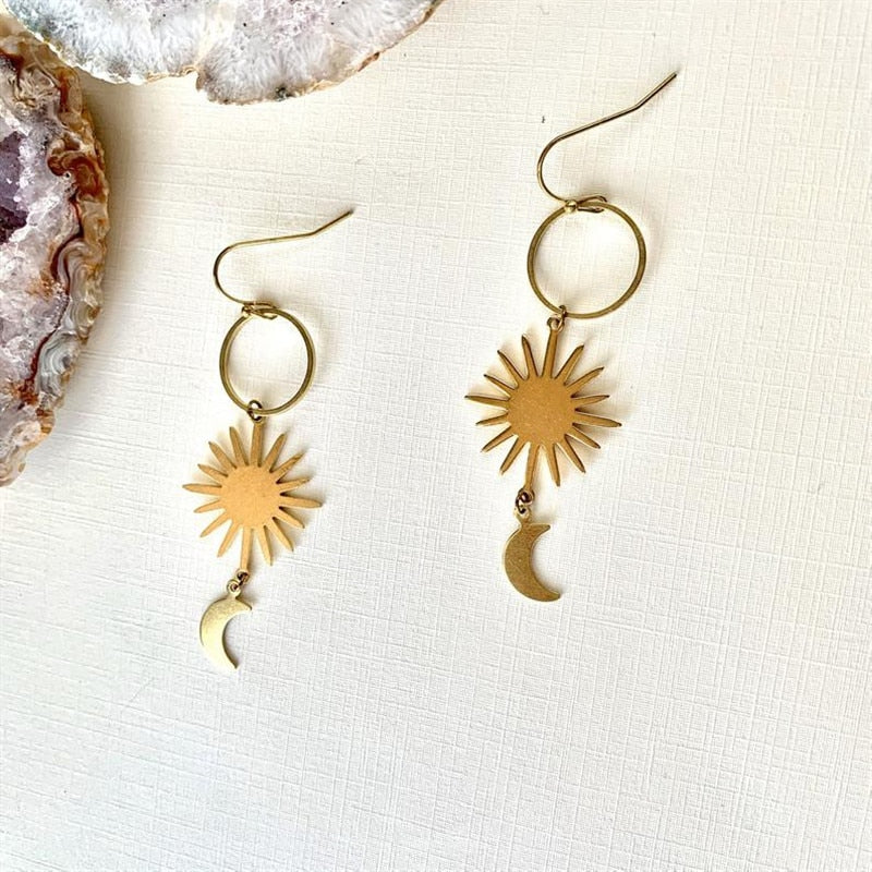 Gold Daisy Sunflower Hoop Earring
