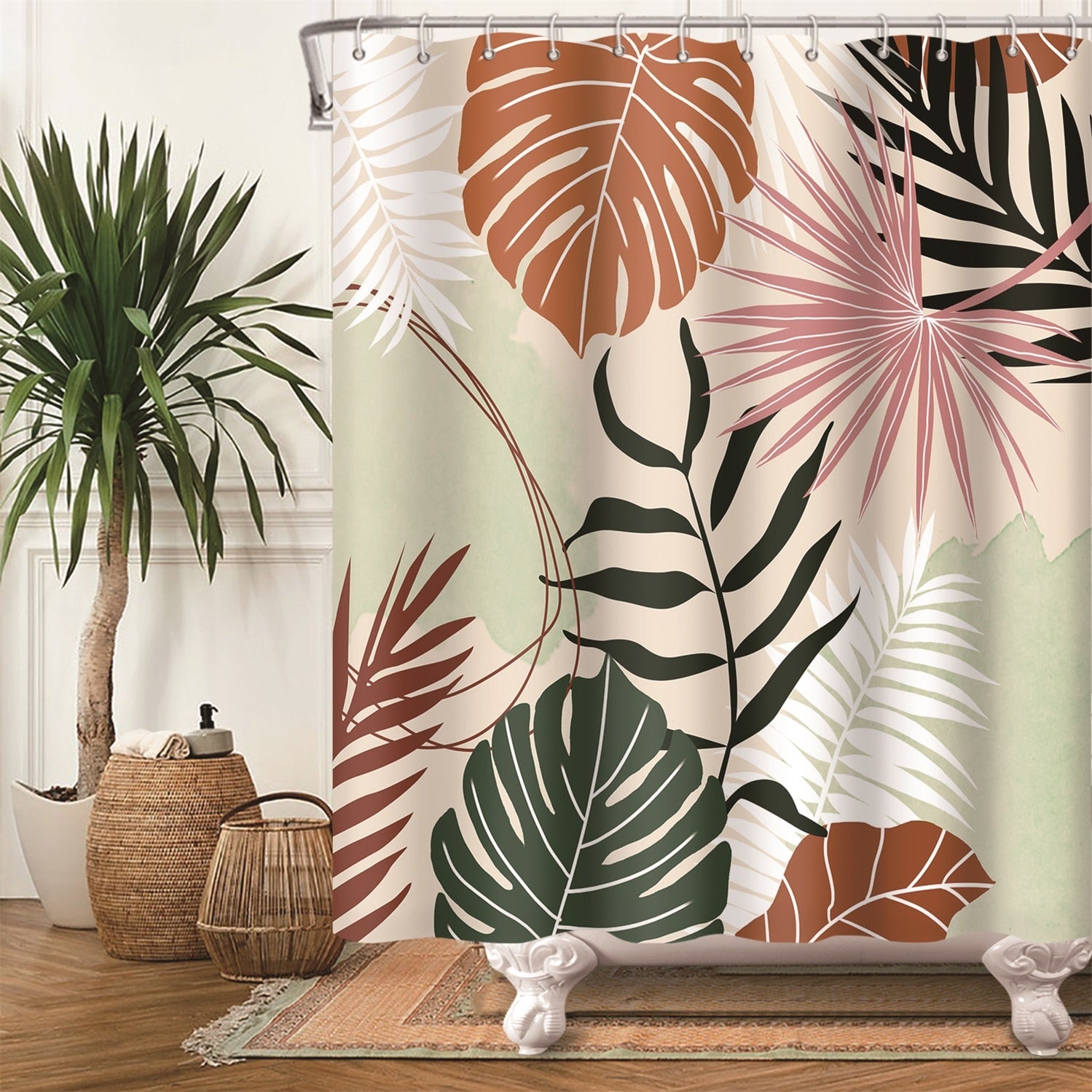 Leaf Abstract Art Boho Shower Curtain