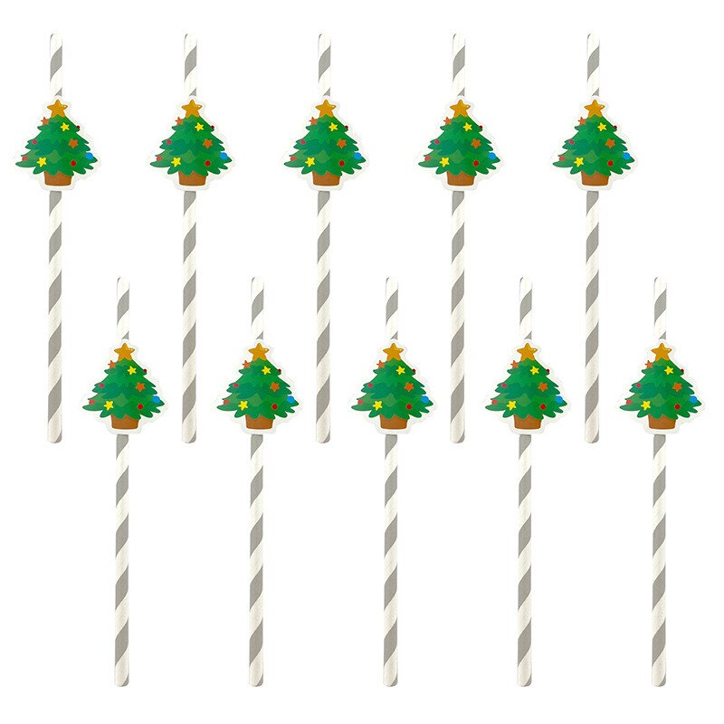 10Pcs/pack Christmas Disposable Paper Traws