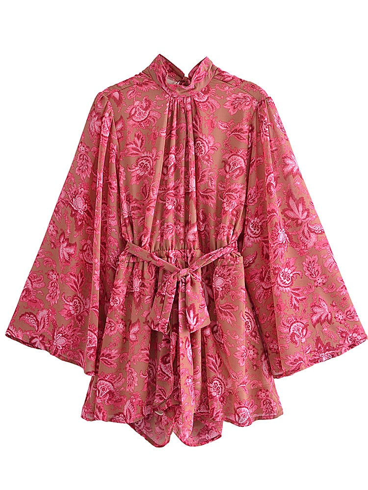 Peacock Floral Print Jumpsui