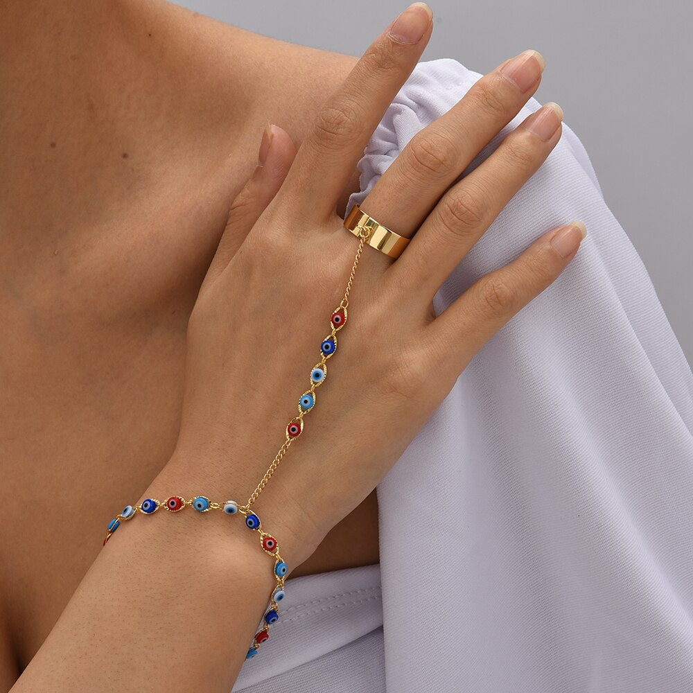 Pearl Chain Bracelet Ring