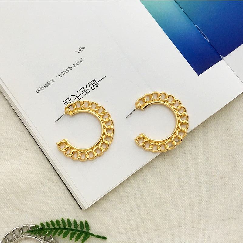 Twist Metal Circle Geometric Round Hoop Earrings
