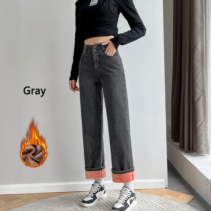 Double Faux Fur Layer Jeans