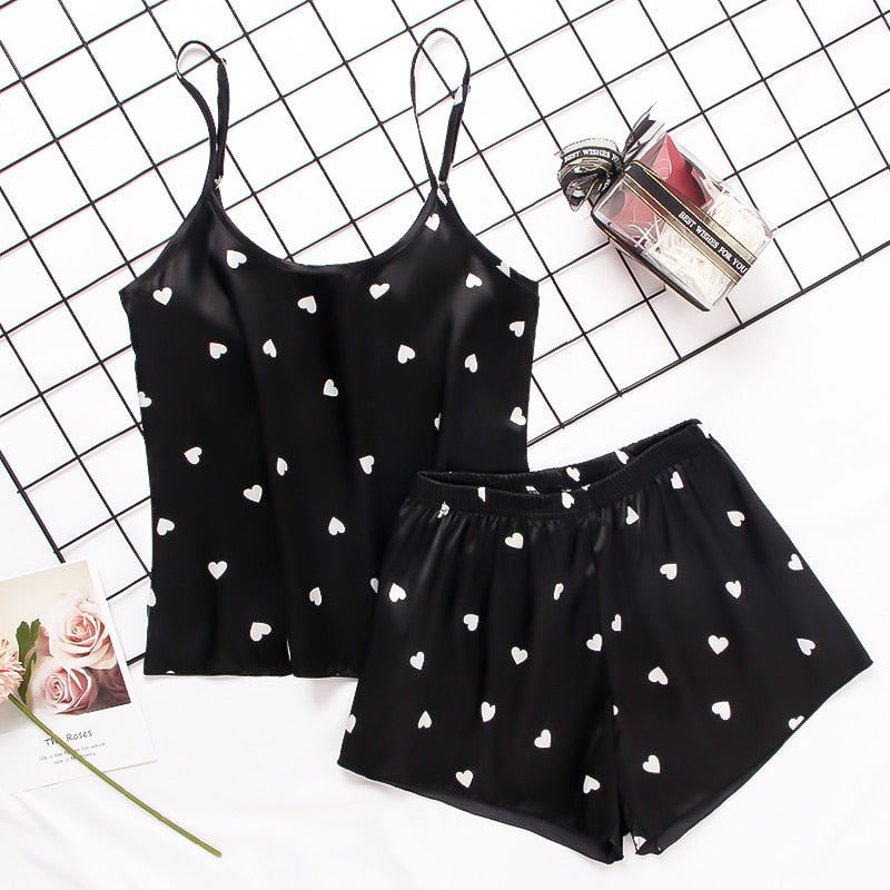 Silk Satin Floral Pajama Set
