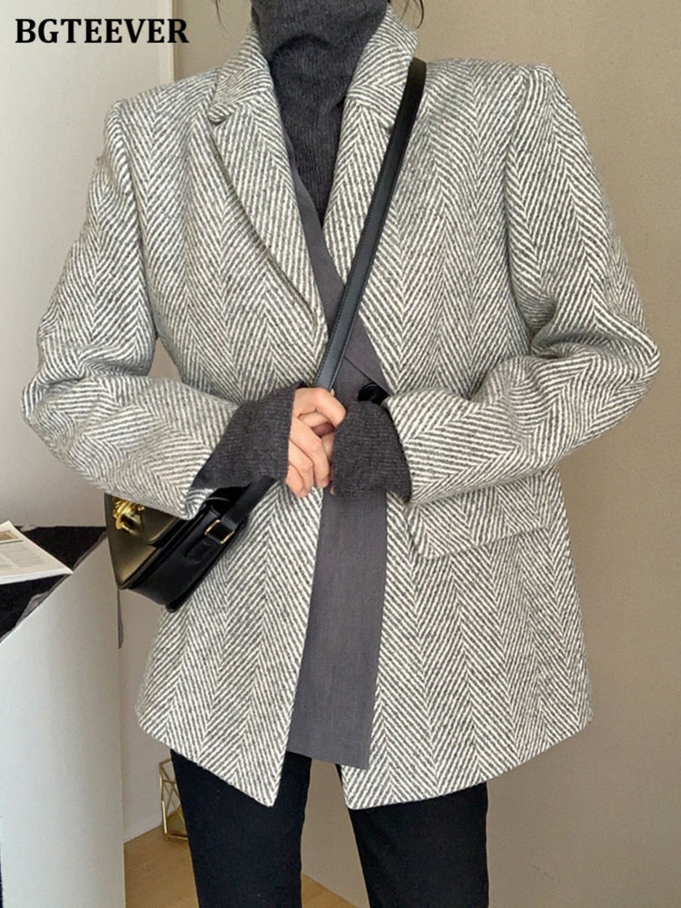 Woolen Long Sleeve Blazer