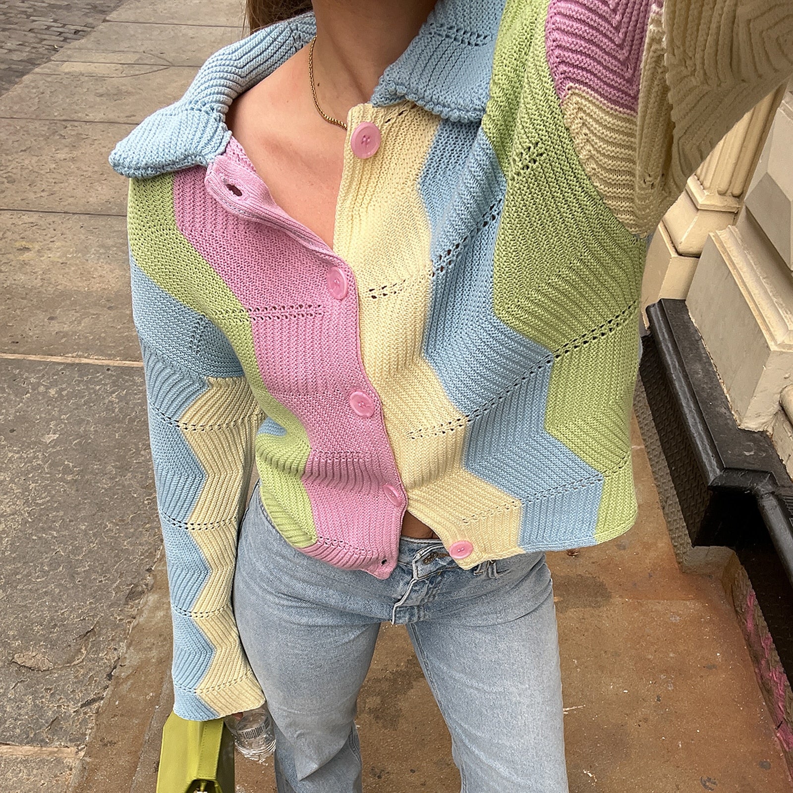 Color Block Knit Cardigan