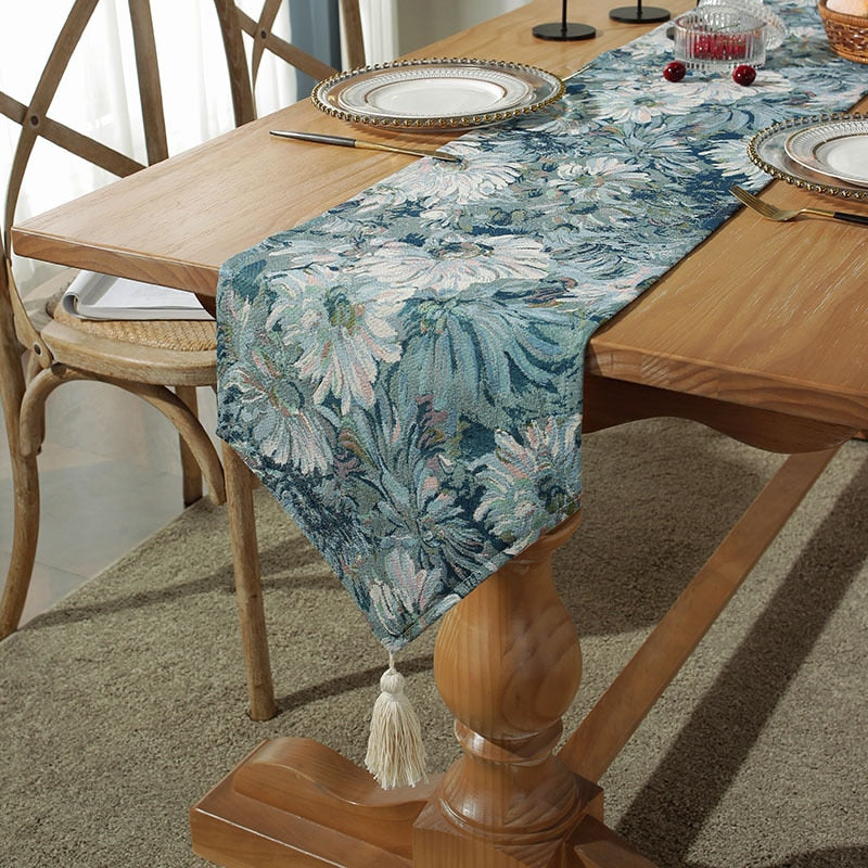 Blue Floral Table Runner