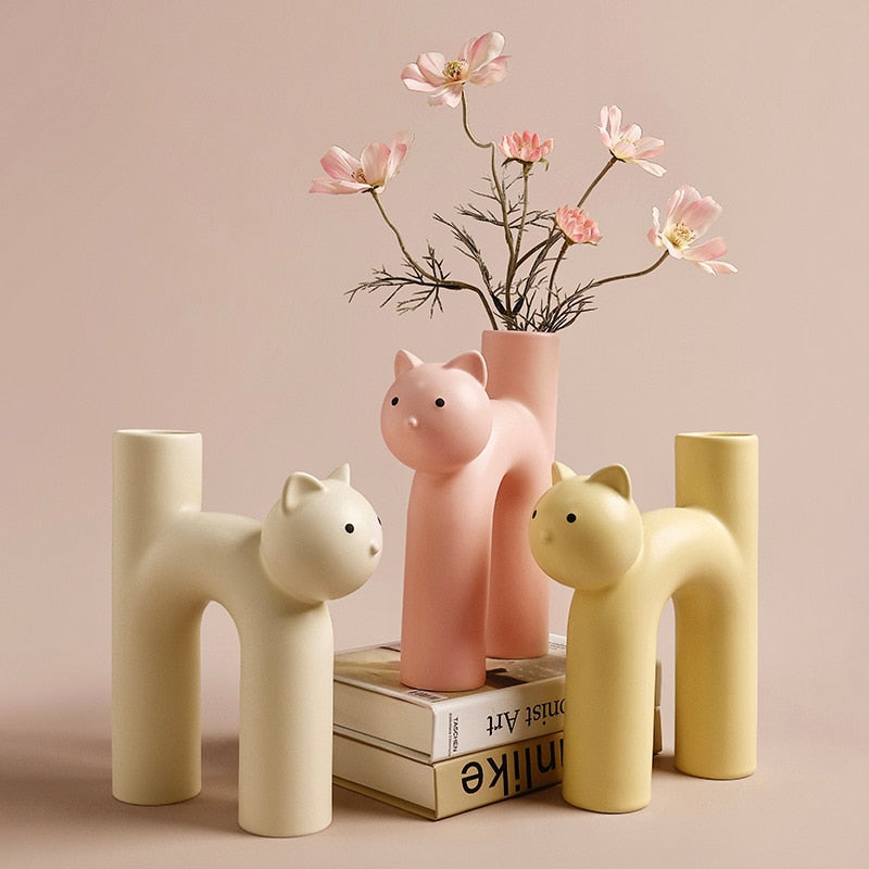 Cartoon Cat Ceramic Vase