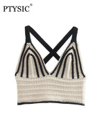 Striped Black/White Knitted Two Pieces Set
