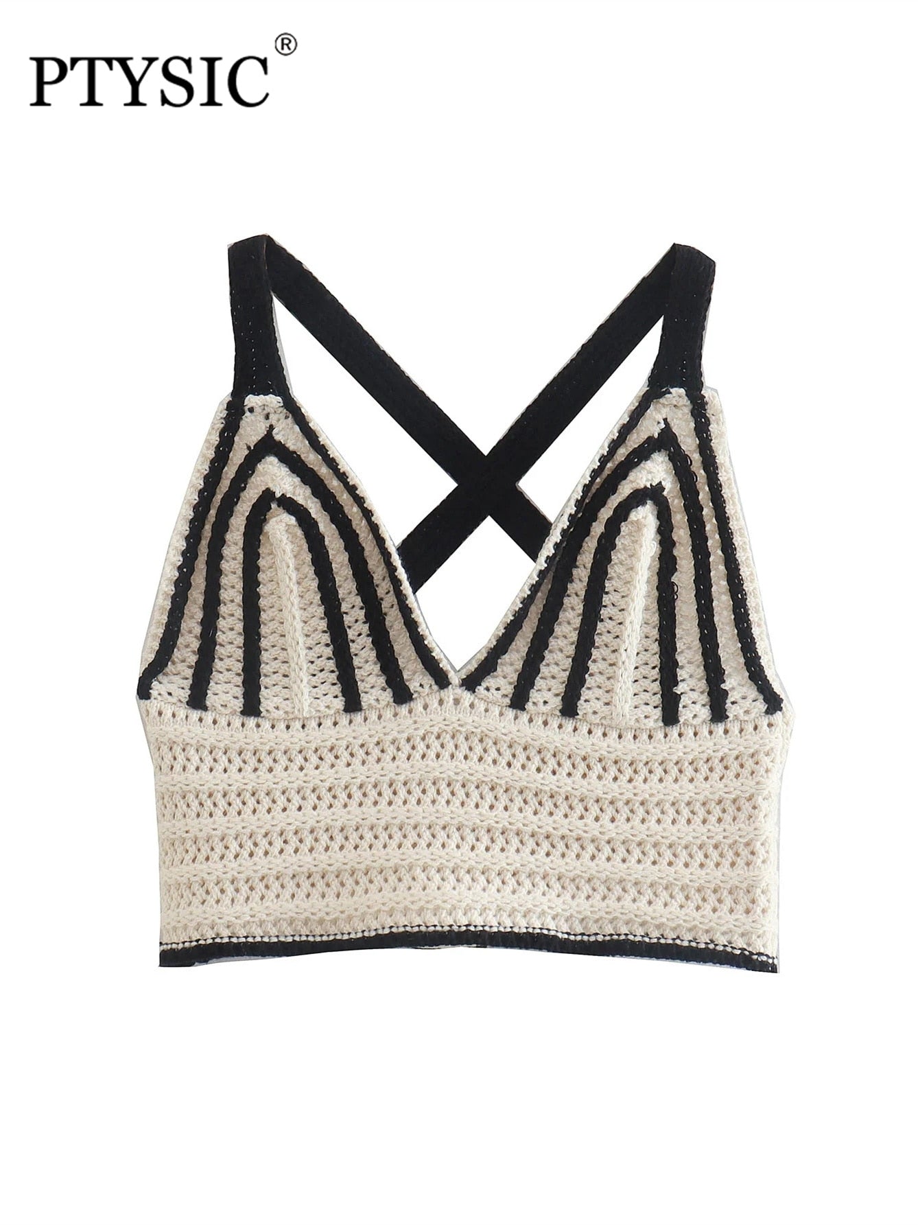 Striped Black/White Knitted Two Pieces Set