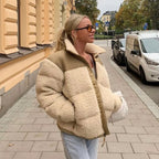 Camel Faux Fur Lamb Puffer Jacket
