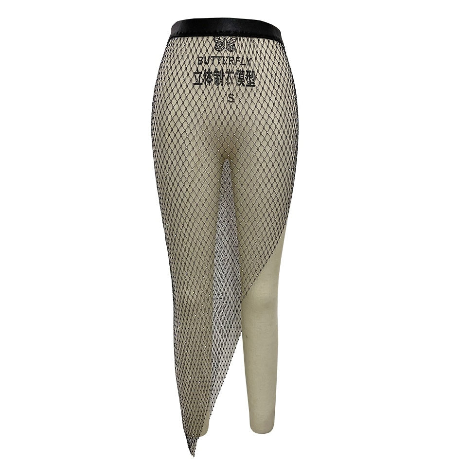 Crystal Mesh  Split Loose Skirt