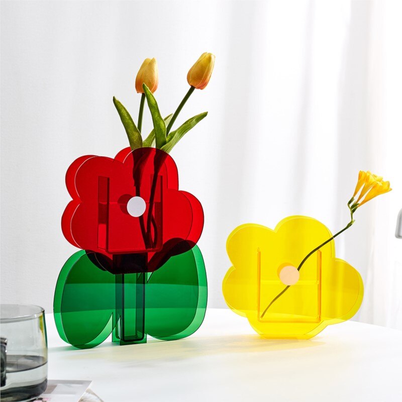 Acrylic Colorful Flower Shape Vase