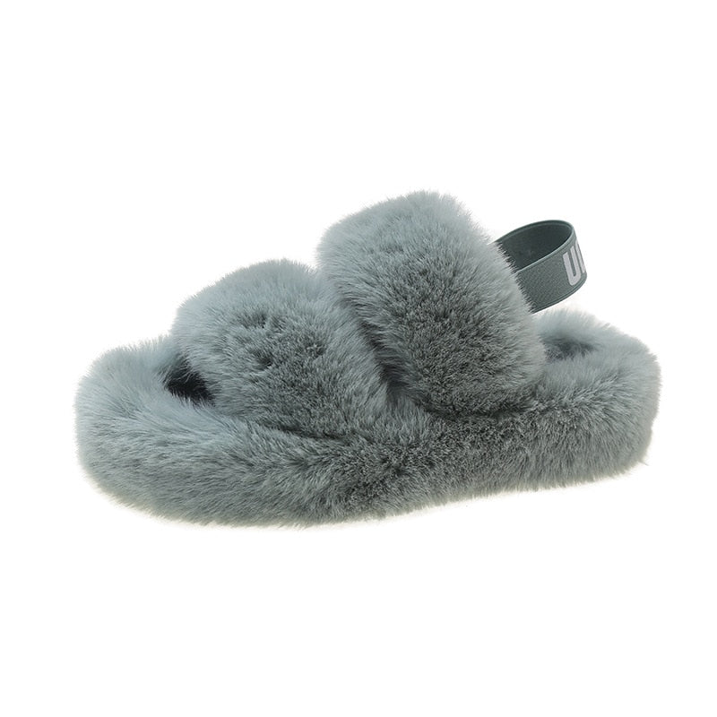 Platform Fur Slippers