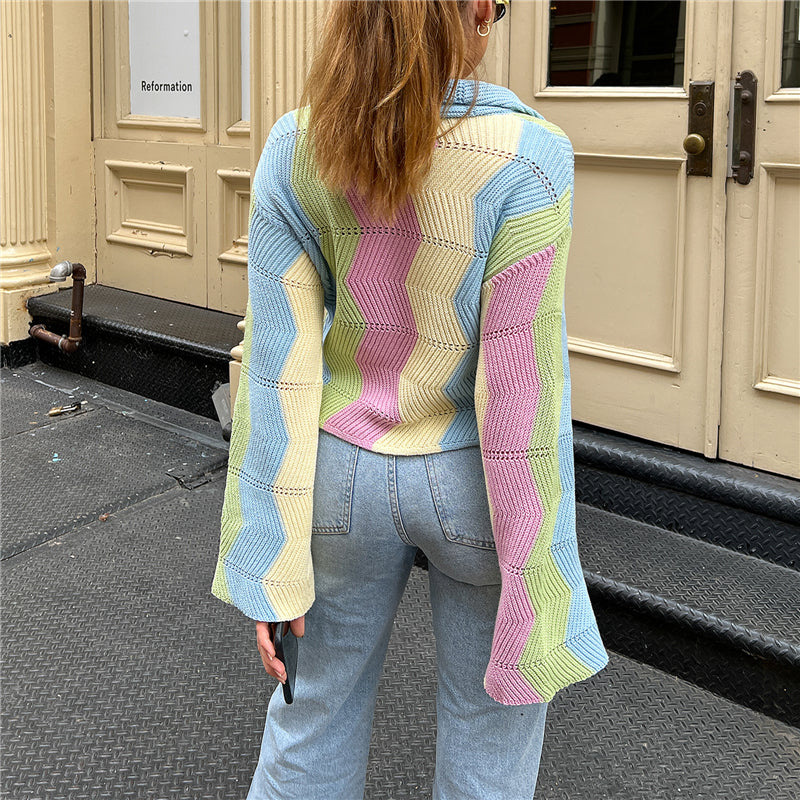 Color Block Knit Cardigan