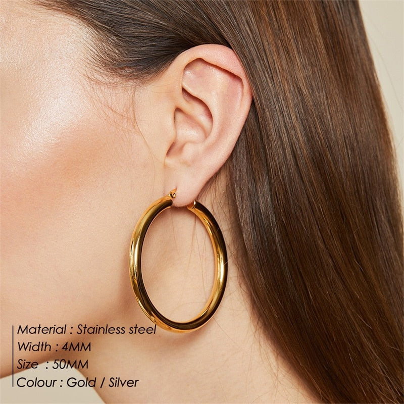 Ear Buckle Gold Hoop Earrings