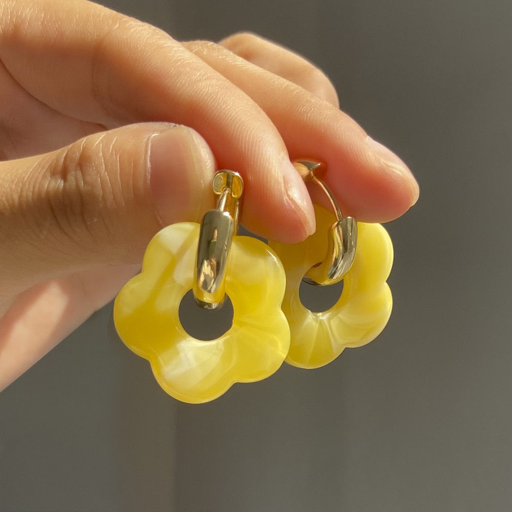 Flower Resin Acrylic Earrings