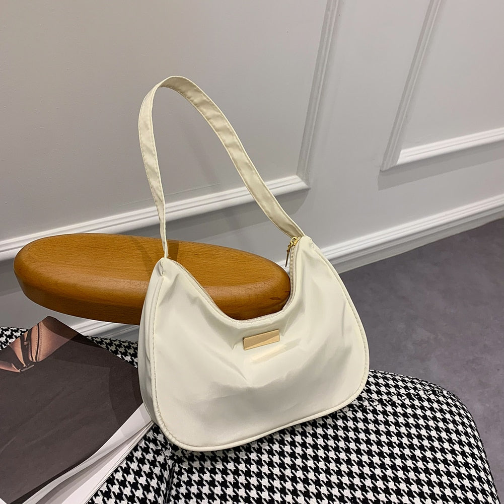 Nylon Solid Color Shoulder Bag