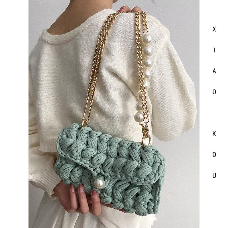 Crochet Pearl Shoulder Bag