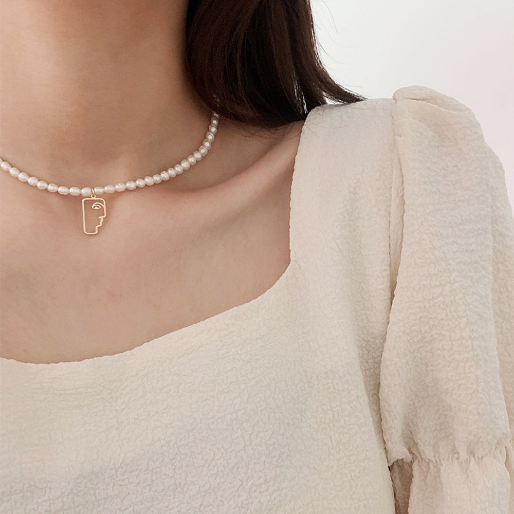 Pearl Chain Choker Necklace
