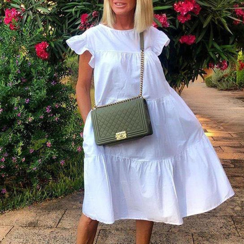 Ruff Casual Midi Dress