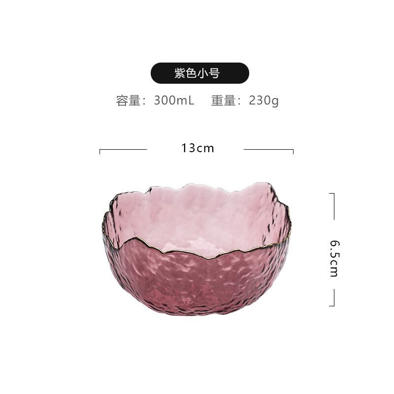 Irregular Gold  Glass Salad Bowl (6 Colors)