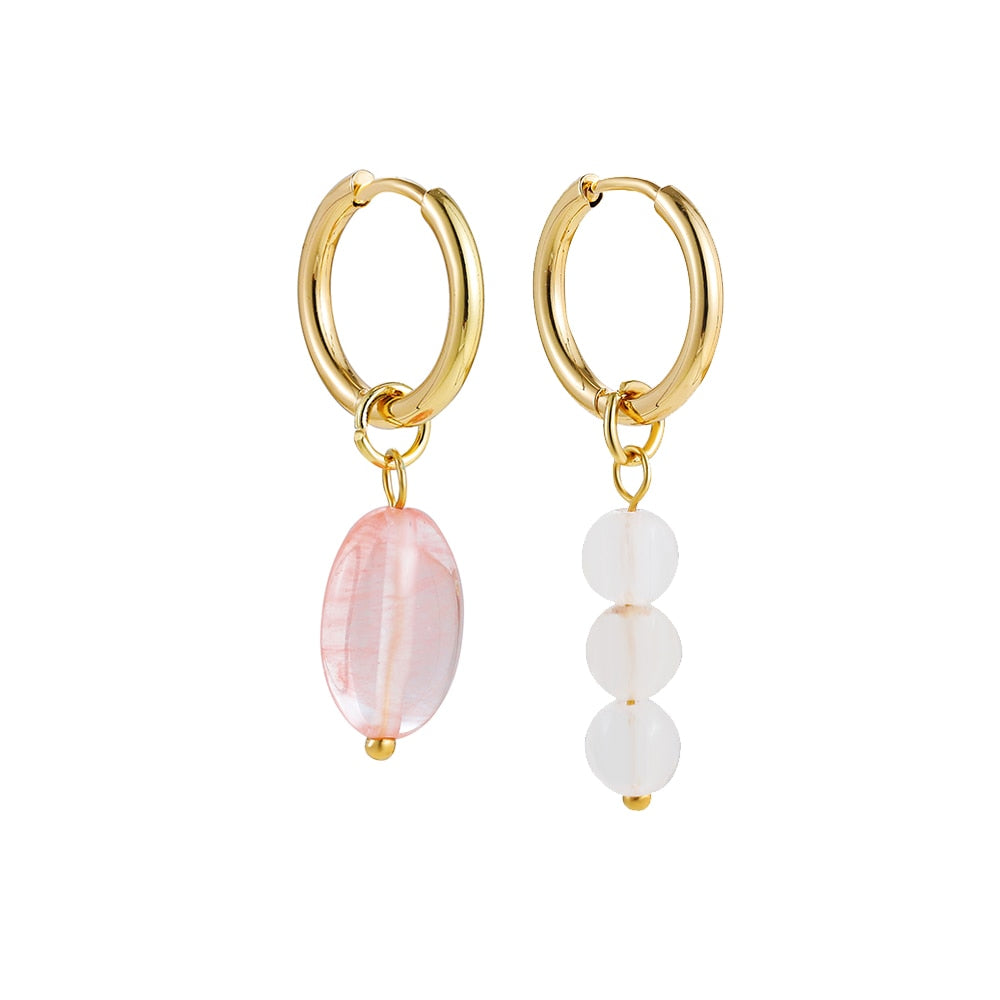 Natural Stone Hoop Earrings