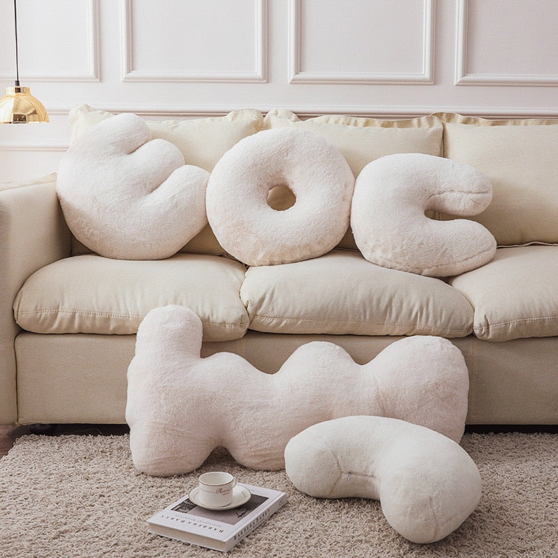 Shape Letter White Plush Pillow