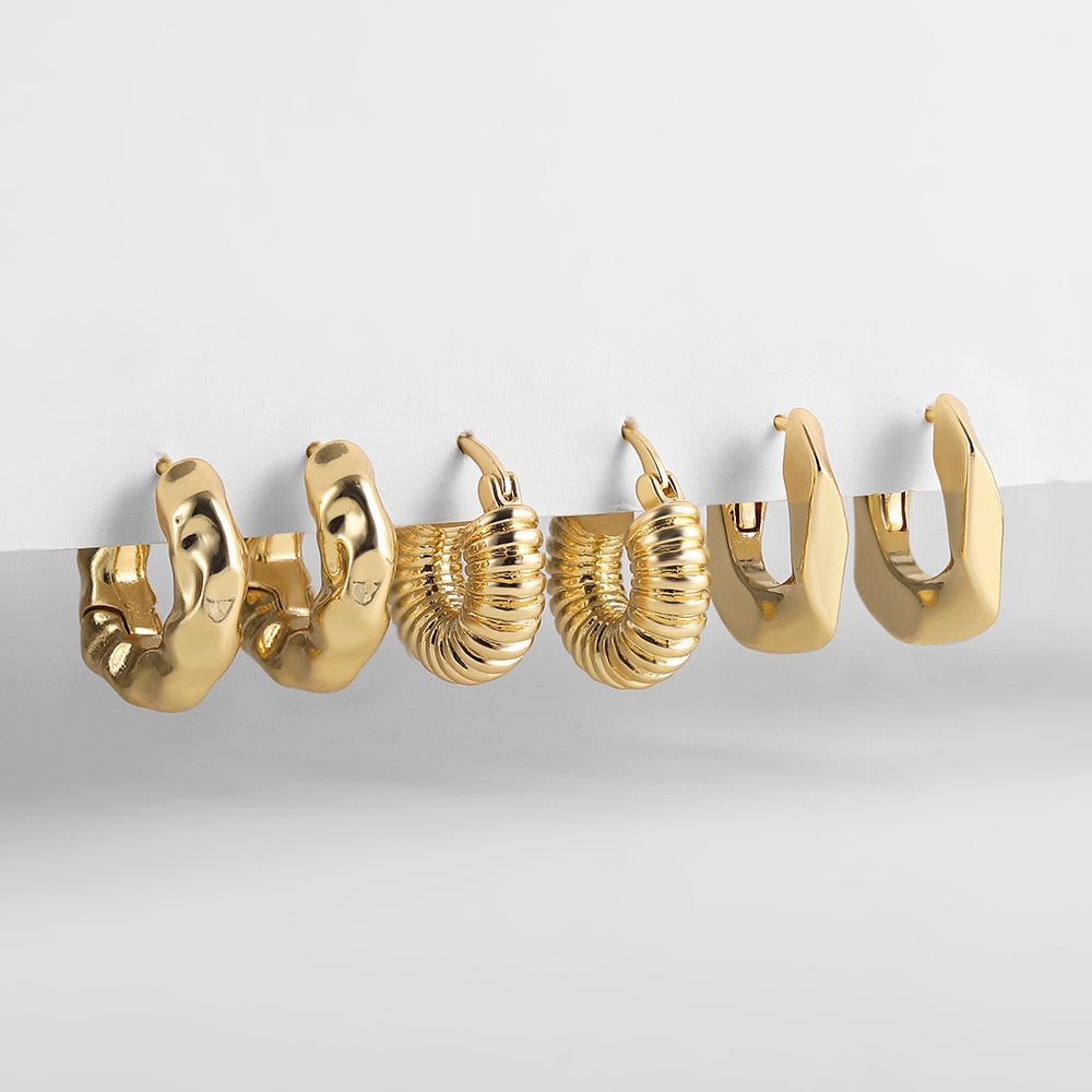 3pcs Gold Geometric Earring