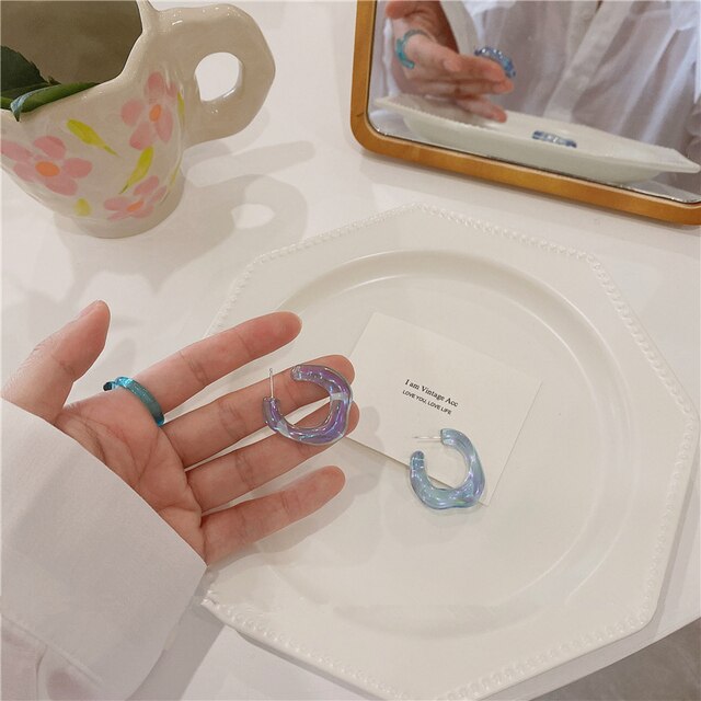 Irregular Colorful Transparent Resin Earrings
