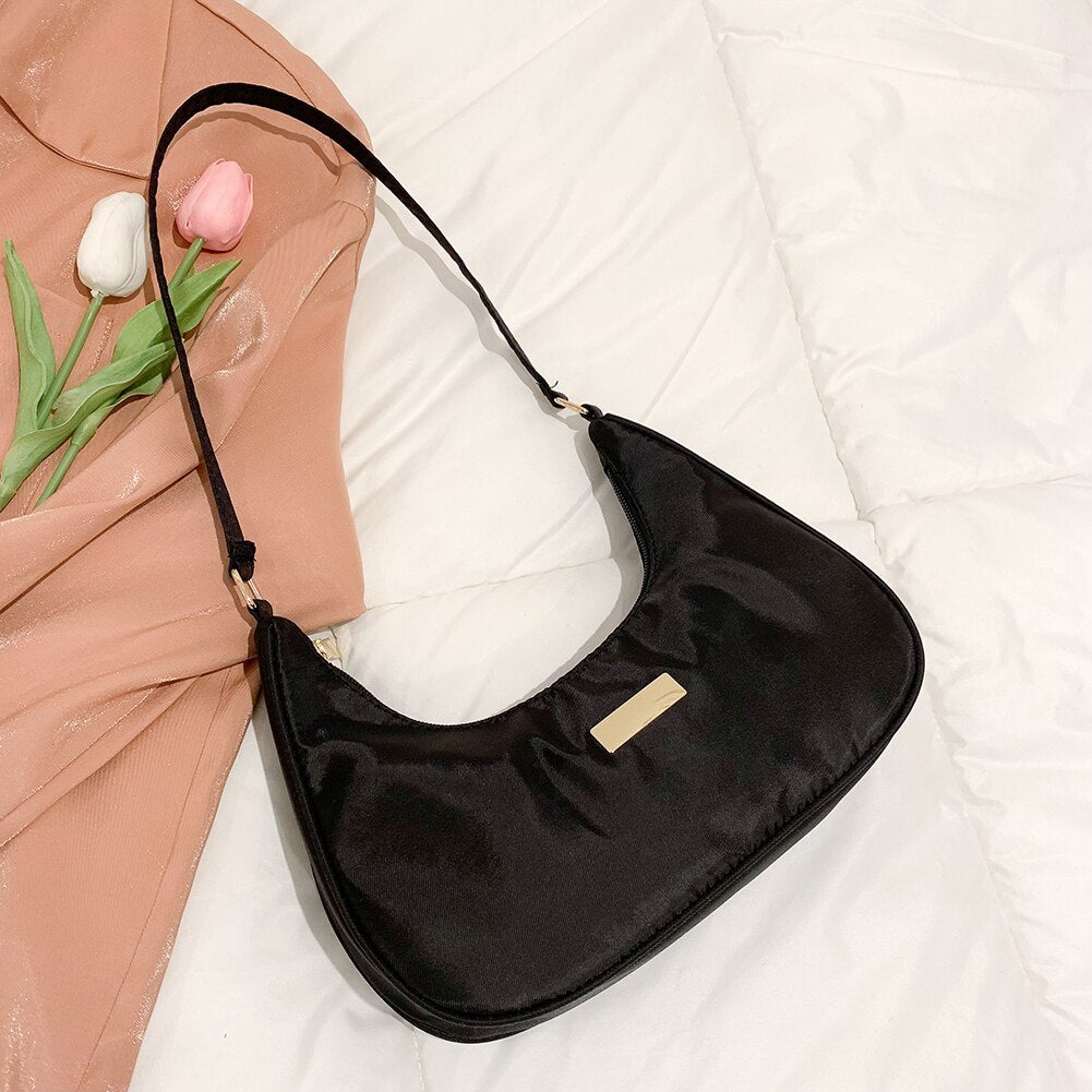 Nylon Solid Color Shoulder Bag