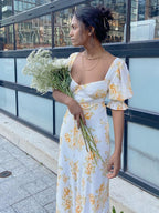 Floral French Maxi Long Dress