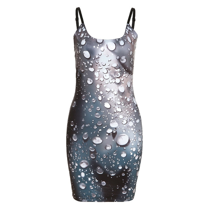 Black Water Drop 3D Print Dress