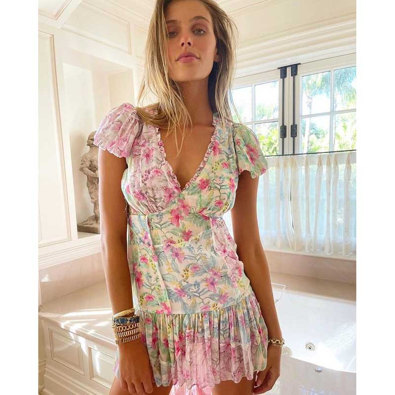 Boho Floral Ruffled Mini Dress