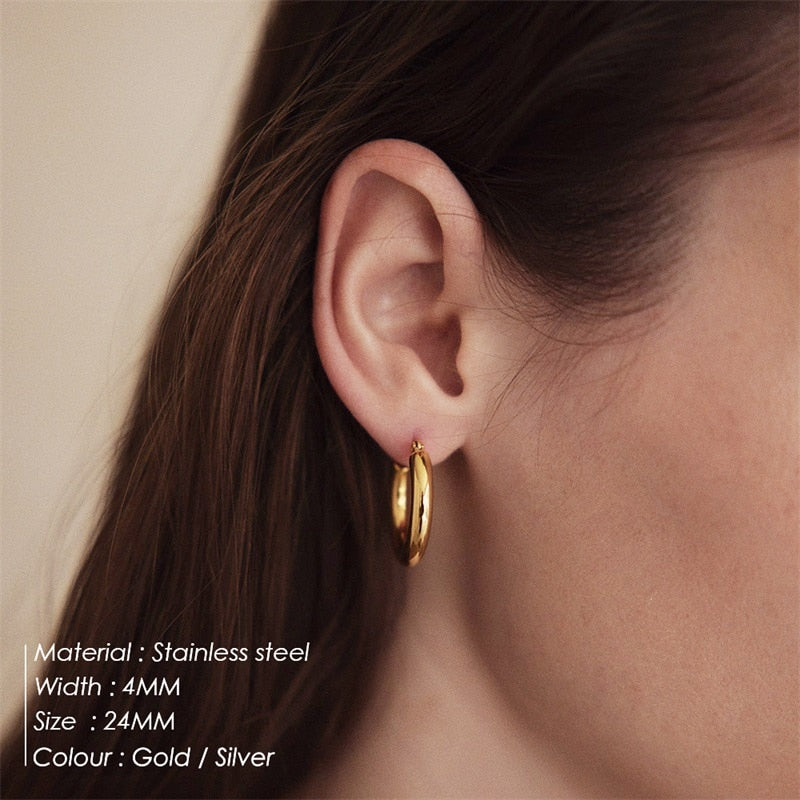 Ear Buckle Gold Hoop Earrings
