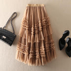 Elastic High Waist Mesh Skirt