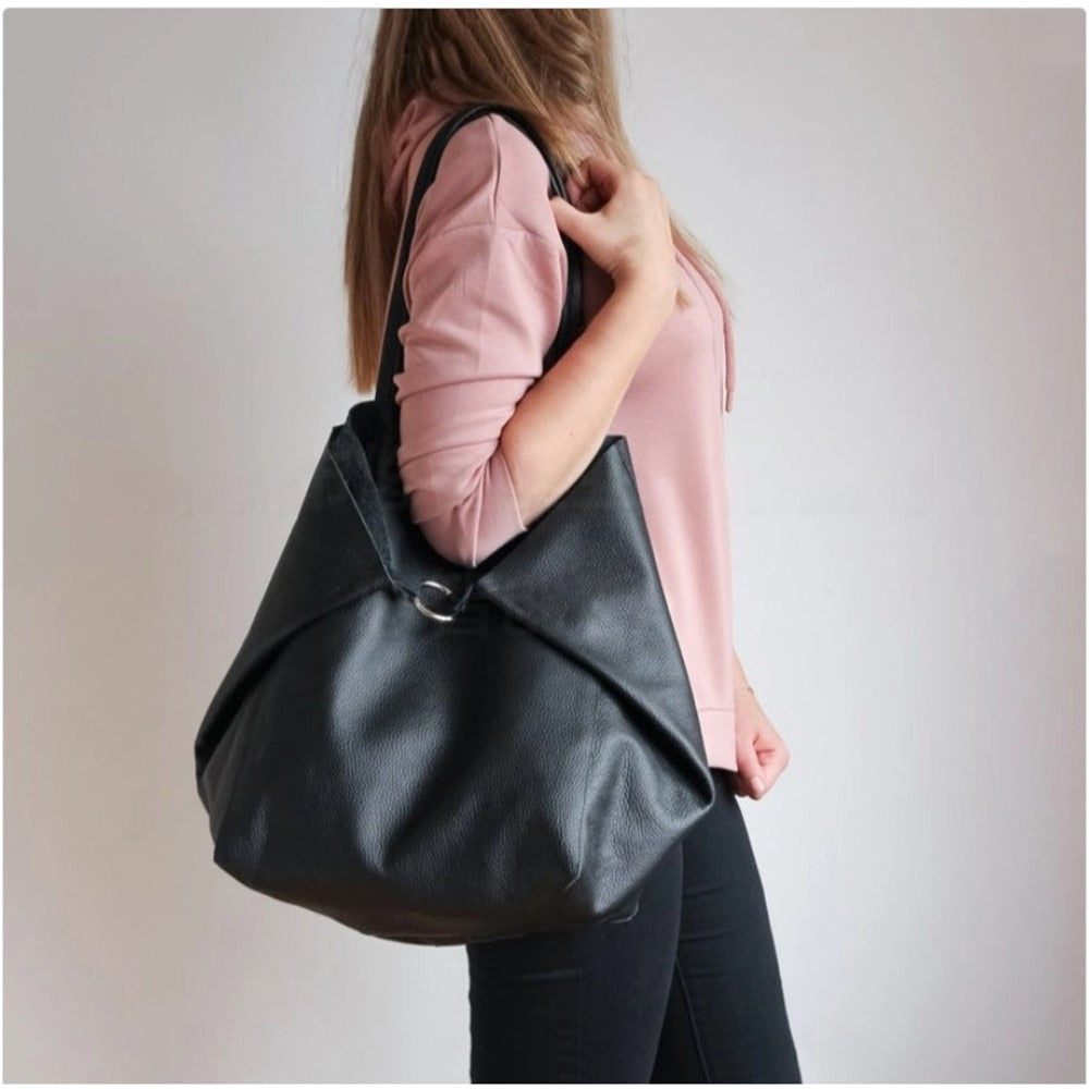 Leather Oversize Tote Shoulder Bag