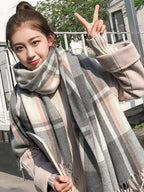 Preppy Style Fringed Scarf