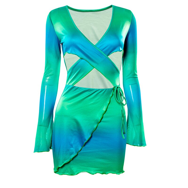 Blue Tie Dye Mini Dress