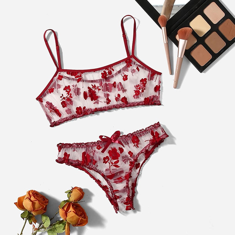 Lingerie Set Floral Full Cup Bra