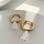 Transparent Green Natural Stone Teardrop Earrings