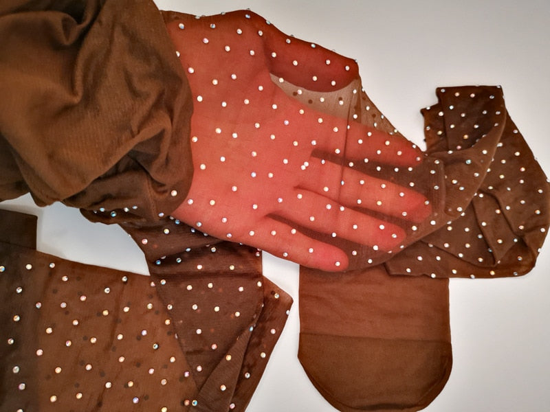 Shiny Rhinestone Glitter Tights