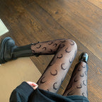 Moon Pattern Black Tights