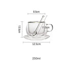 250ml Double Wall Glass With Dish And Spoon